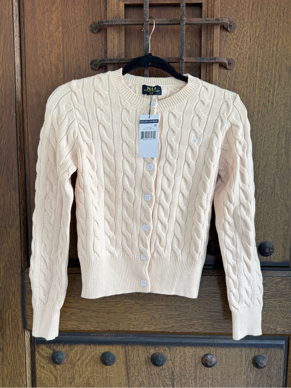 Polo by Ralph Lauren Beige Cable-Knit Button Cardigan Size S